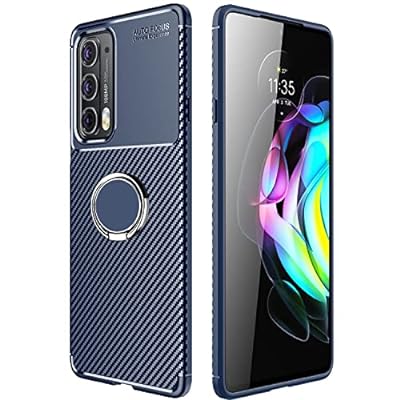 Moto Edge 20 ケース リング付き TPU 耐衝撃 衝撃吸収 傷防止 カメラ保護 車載ホルダー対応 指紋防止 散熱加工の超薄型 おしゃれ モトローラ edge20 ケース ブルー