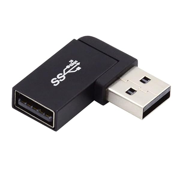 USB3.0 オス-メス対応 10Gbps 延長電源 データビデオ 90度 アダプター 左アングルタイプ