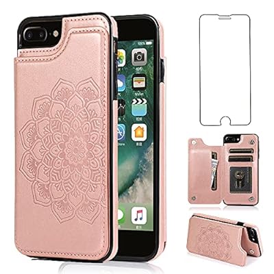 スマホケース iPhone 8Plus 7Plus ケース, アイフォン 8プラス 用 携帯ケース カバー Case Cover 人気 PUレザー 財布型カードホルター付き収納 スタンド機能耐衝撃 アップルアイフォン iphone カバーケース スマ