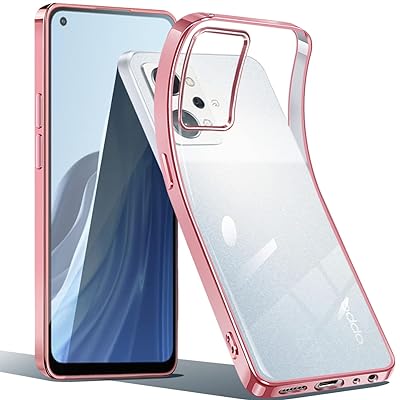 OPPO Reno9 A ケース OPPO Reno7 A ケース クリア 透明 OPG04 A201OP スマホケース カバー TPU 薄型 軽量 耐衝撃 メッキ加工 ソフトケース 人気 保護カバー(ローズゴールド)