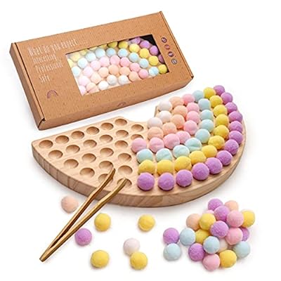 箸トレーニングおもちゃ 虹の積み木 木製パズル 形合わせ ボールマッチング 木のおもちゃ モンテッソーリ お箸練習 色認識 指先訓練 子ども おもちゃ 誕生祝い 出産祝い 知育玩具 ギフト 贈り物【マカロン】のサムネイル