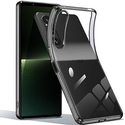 Xperia 1 V ケース クリア スマホケース SOG10 SO-51D エスクペリア1V 透明 カバー 耐衝撃 TPU 薄型 軽量 メッキ加工 ソフトケース 人気 保護カバー(ブラック)