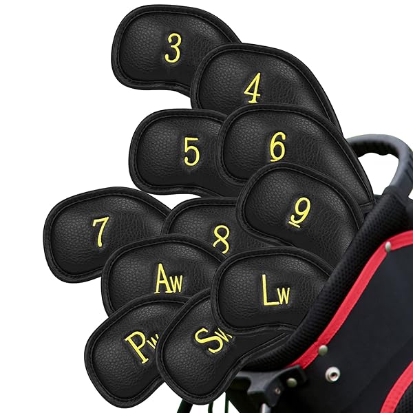 (クラフトマン) ゴルフアイアンカバー マジックテープ開閉 ヘッドカバー セット 12枚入り(3〜9、Aw、Pw、Sw、Lw、Lw)番号刺繍 ウェッジカバー 合...