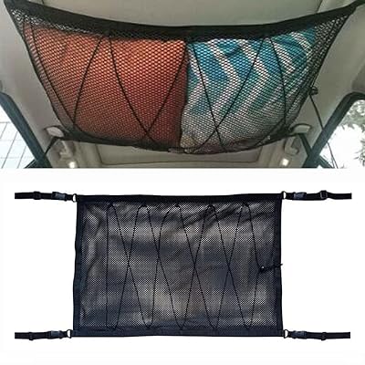 車 収納 カーゴネット 65*90cm フック4個付 天井専用 車内多用途 天井収納 車天井ネット 天井ルーフネ..