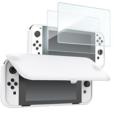 Switch 有機ELモデル/OLED 2021フリップケース「フィルム2枚付き」、スリム ソフトTPU カバー 耐衝撃 保護カバー‐ホワイト Switch 有機ELモデル/OLED 2021フリップケース「フィルム2枚付き」、スリム ソフトTPU カバー 耐衝撃 保護カバー‐ホワイト