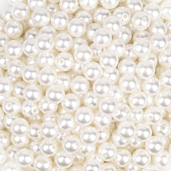 パールビーズ 300個手芸用 ラウンド 丸玉 パール 穴付き ホワイト ハンド パール パーツ 箱入り 手芸材..