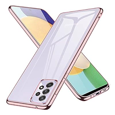 Galaxy A52 5G ケース SC-53B スマホケース クリア 透明 ソフト tpu スリム ピンク ストラップホール付き 耐衝撃 カバー ギャラクシー ローズゴールド