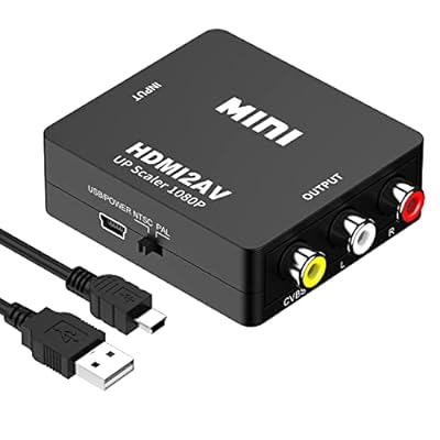 HDMI to RCA 変換コンバーター，HDMI 1.3 to AV コンバーター，変換器，単方向 ，PAL/NTSC，黒