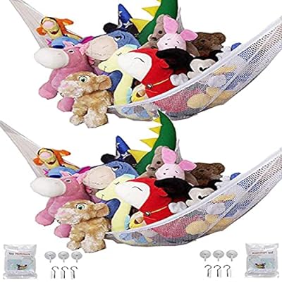 2個おもちゃハンモック 収納ネット人形の梱包と設置はシンプル 子供用おもちゃ収納人形バスルーム多目的子供部屋屋内人形収納・整理（180 * 120 * 120cmと213 * 150 * 150cm）