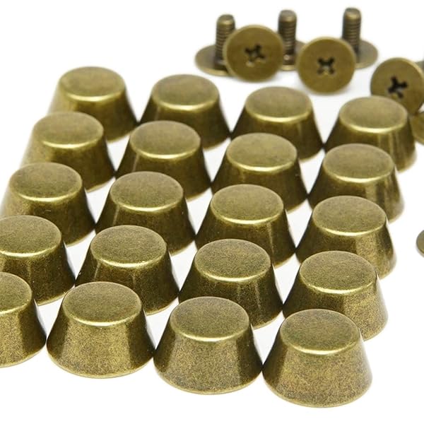 底鋲 真鍮製 ネジ式 台形型 20個セット バッグ カバン レザークラフト (ブロンズ)