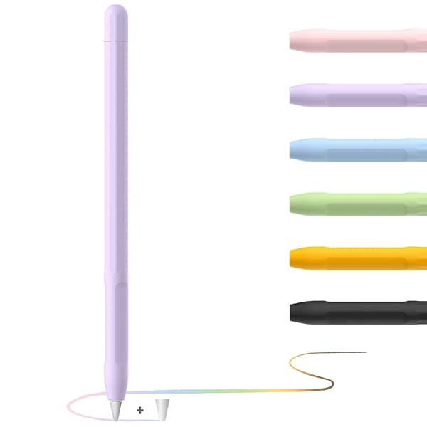 ケース用 Apple Pencil 用 アップルペンシル カバー 第一世代グリップ用 Apple Pen 1st 用アクセサリホルダー ApplePencil 用第1世代カバースリーブ iPad Pencil 用保護ニブカバー付き（紫）(2)