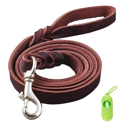 犬用リード革の大型/中型/小型犬用の犬の鎖編みこみの本革の行動トレーニングは、アウトドアアドベンチャー、ハイキング、キャンプ、ウォーキング用のロープをリードします