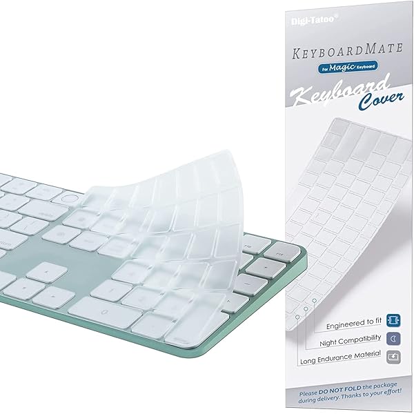 【2024年10月発売のA3119には非適合】 iMac Magic Keyboard用キーボードカバー 対応英語US配列 - iMac 24インチ キーボードカバー スキン (Model A2520, Touch ID搭載, テンキー付き) 超薄型