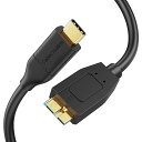 短いマイクロ B to USB C ケーブルHDD 0.6m, USB 3.1 USB C to Micro Bハードドライブケーブル 10Gbps, USB C to External Hard Drive ケーブル MacBook Pro Ai(2)