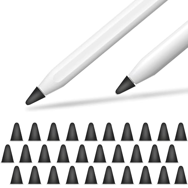 カバー Apple Pencilチップ対応 シリコンペン先 キャップアクセサリー Apple Pencil第1世代と第2世代用(30個、ブラック)