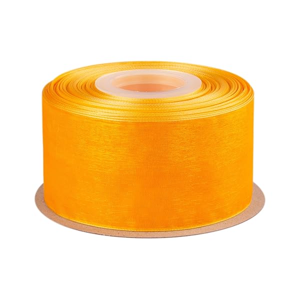 幅50mm オーガンジーリボン 長さ45m 結婚式 服飾 ラッピング ちょう結び リボン #690オールドゴールド