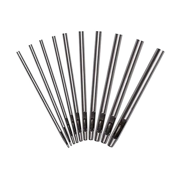 穴あけポンチ パンチ 革 ベルト 穴あけ ポンチセット 皮ポンチ 工具 (0.5/1/1.5/2/2.5/3/3.5/4/4.5/5mm 10本セット)