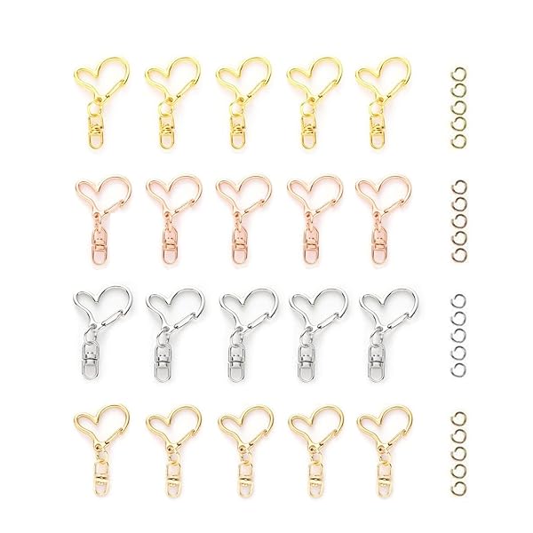 キーホルダー金具 20個 回転カン付き ワンタッチキーホルダー カワイイ DIY用パーツ 手作り キーリング..