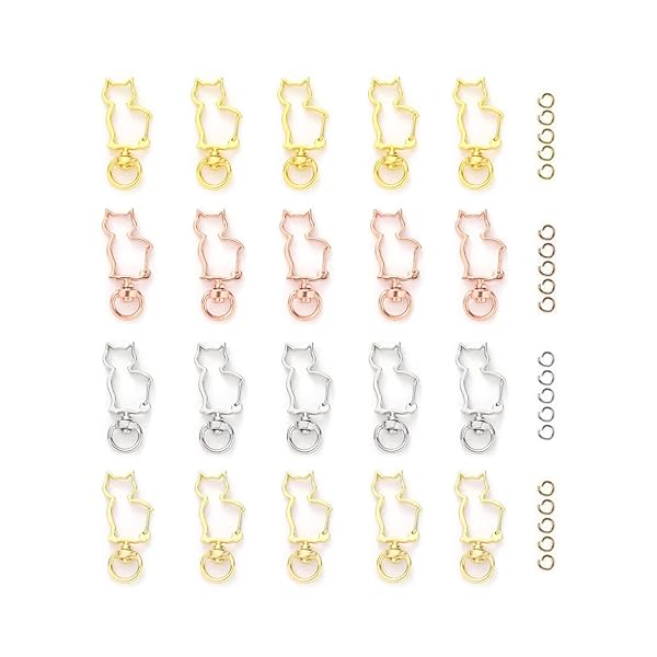 キーホルダー金具 20個 回転カン付き ワンタッチキーホルダー カワイイ DIY用パーツ 手作り キーリング..