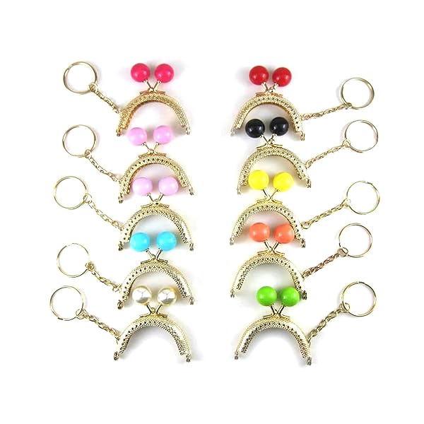 がま口 口金 ミニサイズ かわいい バッグ 財布 パーツ 10色セット カラフル 手作り 素材 ちび 口金 (カラフル)