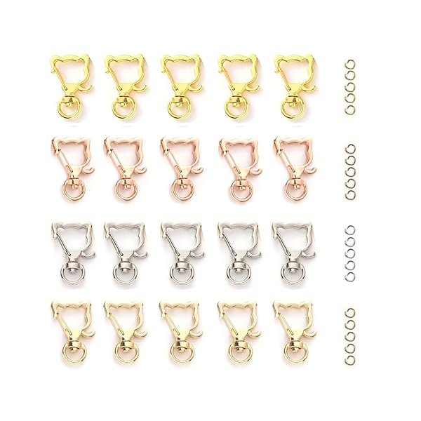 キーホルダー金具 20個 回転カン付き ワンタッチキーホルダー カワイイ DIY用パーツ 手作り キーリング..