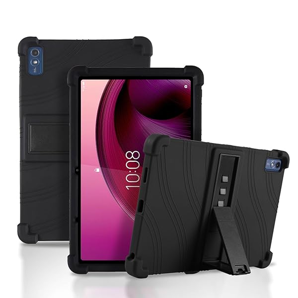 【2023年発売】Lenovo Tab7 用 ケース カバー スタンド機能付き 保護ケース 衝撃吸収 シリコン製 耐汚れ 耐衝撃 薄型 軽量 擦り傷防止 手触りが良い (ブラック)