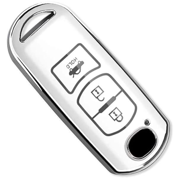 キーケース cx5 cx3 cx8 アクセラ アテンザ demio アドバンストキー 高級 オシャレ スマートキー 保護 ケース フルカバー (単品、3ボタン ホワイト)