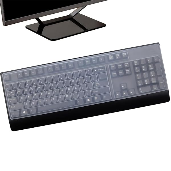デスクトップ PC キーボード プロテクター 極薄 高い透明感 防水 静音 防塵 耐磨 シリコンキーボードカバー 17〜19インチ（445x140mm）対応可能 キーボートにズレなく（1枚入り）