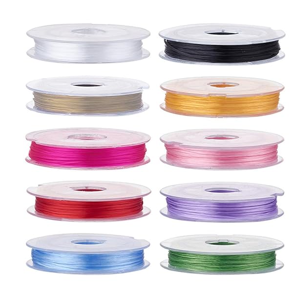 オペロンゴム ブレスレット用 0.8mm ナイロン弾力紐 伸縮性 水晶の線 繊維入り DIY 手芸 手作り 10色セット