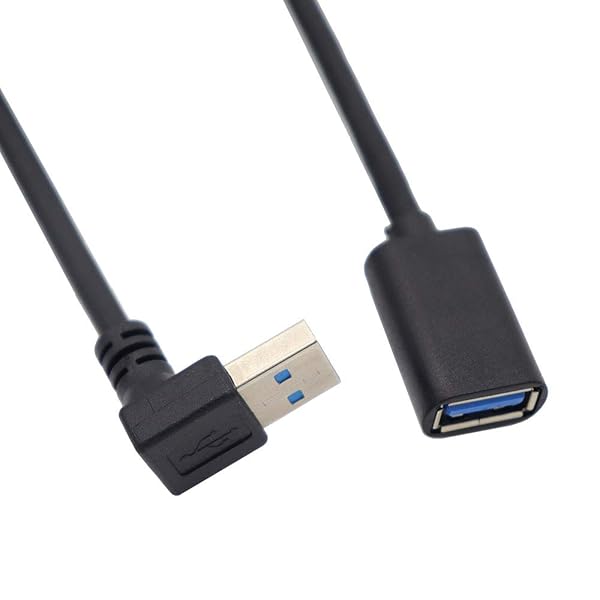 USB 3.0 L型 上下90°方向変換ケーブル USB 3.0 延長ケーブル タイプAオス- タイプAメス 超高速 5Gbpsのデータ転送同期リード (0.3m, 上L)