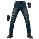 バイク用パンツ 冬用 メンズ ライディングパンツ 裏ボア ライダースパンツ プロテクター レーシングパンツ 厚手 ツーリングジーンズ バイクズボン 防寒保温 伸縮性 ブルーA Sサイズ