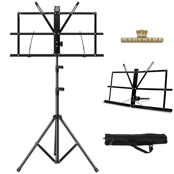 譜面台 楽譜スタンド 折りたたみ式 ポータブル キャリングバッグ付きブランド色モデル商品説明【商品概要】「高さ調整可能」調整範囲は約68から135cm、高さの調整はご自分のニーズに応じて自由に調整でき、立ったままでも座ってもご利用いただけます。「安定して耐久性のある」足にはゴムパッド付きですので、床を保護し、滑り止めで、長持ち仕様です。 金属製の三角ブラケットは、方向を調整でき、使用シーンに応じて向き状態を設定できます。 便利に格納でき、安定性が高いです。「持ち運びに便利」折り畳み式譜面台は小型で軽量です。収納後は約49cmの長さ、重さは0.76KG、持ち運びが便利で、大人も子供も簡単に移動できます。場所を取らずに持ち運ぶことができます。「傘式折畳み」ネジを緩め、上にスライドすると展開できます。また、パイプは太くて厚くしたため、とても丈夫である。1.44mmの厚さで更に強固で耐久性があります。「譜面台を自由に反転する」譜面台の高さは上下90度から自由に調整可能で、左右360度回転させることが可能です。自分の視覚に合わせて譜面台の角度を調整することで、様々な角度からご利用いただけます。商標登録済み（登録番号：6082603）【商品説明】特徴: 小型、持ち運びやすく、スペースが小さく、折り畳みが可能 商品内容： 譜面台本体、キャリングバッグ 商品の素材：鉄、プラスチック　 ※何か問題があれば、当店に連絡してください。【商品詳細】商品種別：譜面台商品名：譜面台 楽譜スタンド 折りたたみ式 ポータブル キャリングバッグ付き製造元：【当店からの連絡】