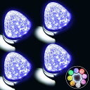 LEDサイドマーカーランプ 24V トラック用 路肩灯 ピンクパープル クリアレンズ 8面クリスタルカット 新型LEDマーカー ダウンライト 高輝度 色選択可 16連LED無極性 取付簡単 耐高温PC素材 丸型 4個セット (ピンクパープル, 4個セ(2)