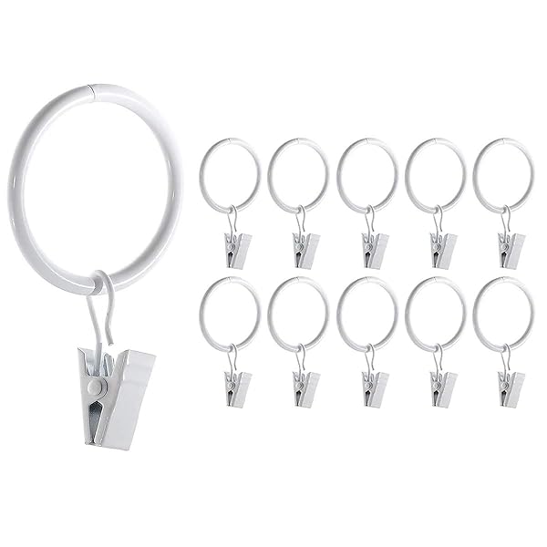 カーテンリング カーテンクリップ付き 内径35mm 20個 スライドリング カーテンリングクリップ 防錆 ホワイト