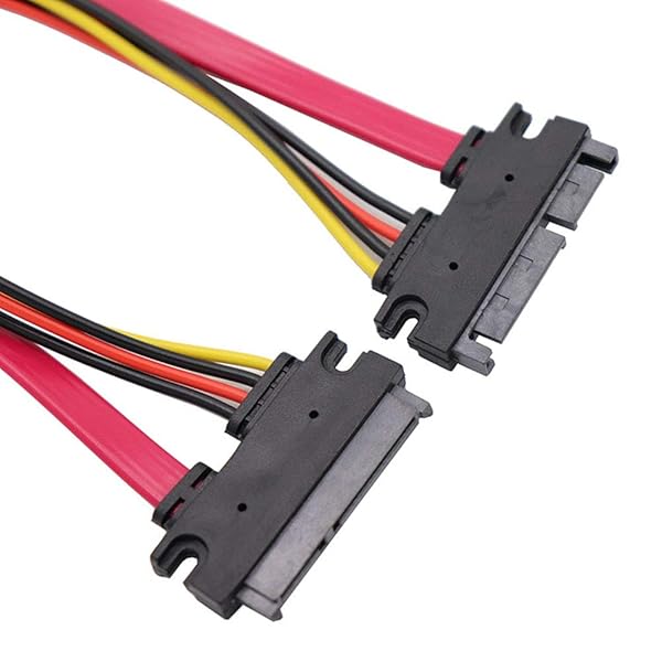 【0.3m 2本装】7+15pin SATA延長ケーブル オスtoメス 電源＋データ伝送 (0.3m 2本装, Black)