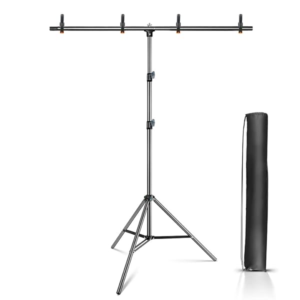 背景スタンド T字型 90x200cm 強力クリップ付き 撮影スタンド グリーンバックスタンド スチール合金製 ..