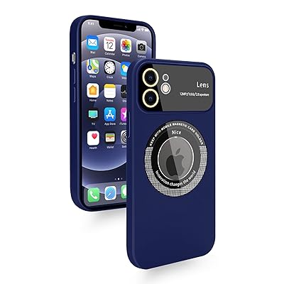 iPhone 12 ケース MagSafe対応 シリコン 耐衝撃 薄型 軽量 アイフォン12 スマホケース 柔軟 マットな質感 レンズ保護 大きなカメラ窓 プロテクター付き 指紋防止 ワイヤレス充電対応（ブルー）
