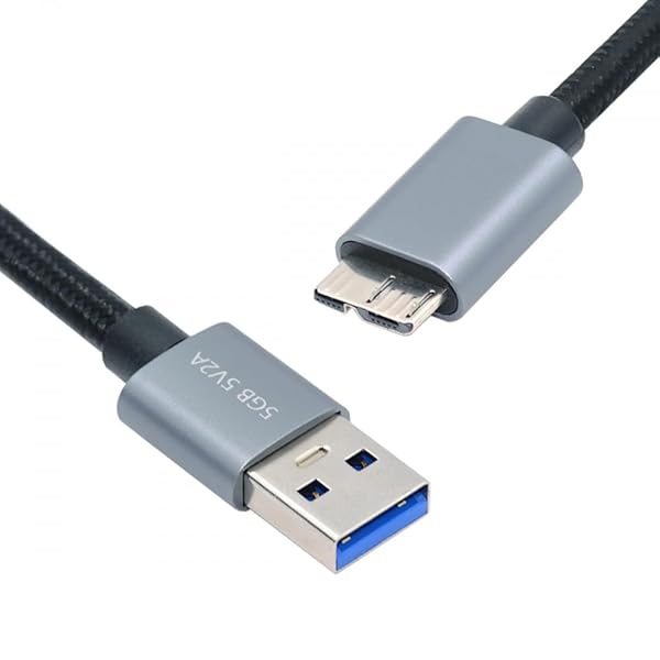 Cable USB 3.0 Type-A オス - マイクロ 3.0 B オス シルバー 5Gbps ディスク SSD カメラ データ用 30cm, U3-075-MM-HX