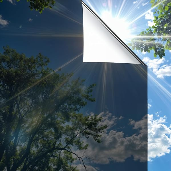 窓断熱シートマジックミラー 窓用フィルム UVカット 窓遮熱シート 窓ガラス目隠しフィルム 遮熱遮光 断熱効果 目隠しシート ミラー 水で貼る 剥がせる めかくしシート 飛散防止(60x200cm/ブラックシルバー)