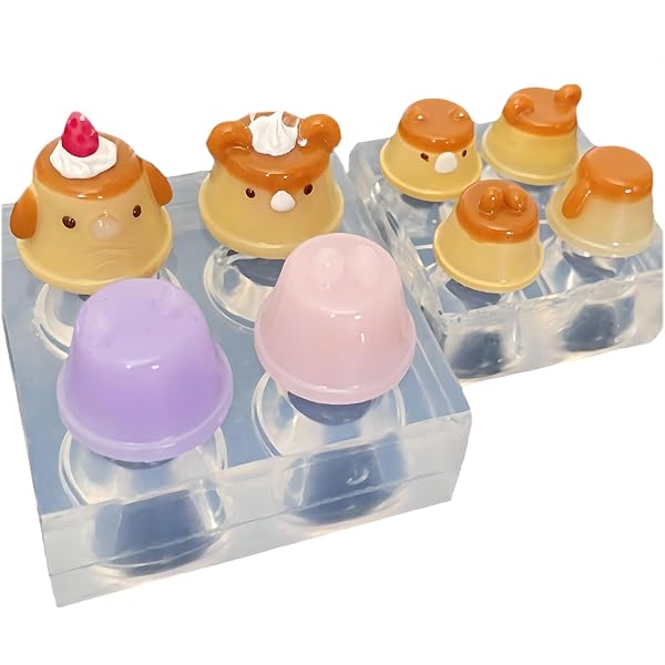 シリコーンモールド uvレジン型 【2枚セット】かわいい動物たち レジン プリン ミニチュアフード ミニ..