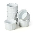 ココット スフレ 皿 6個セット 200ml 耐熱 ホワイト 小皿 直径约9×高さ5.7cm 電子レンジ・食洗機・オーブン対応