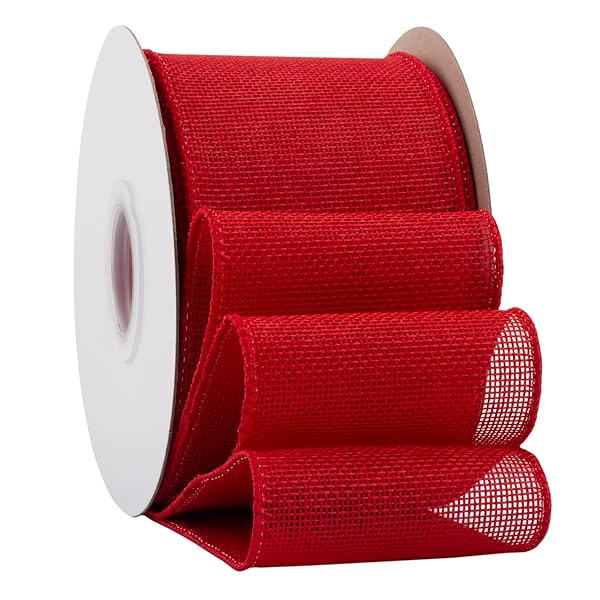 幅50mm バーラップワイヤーリボン 長さ18m ギフト包装、蝶結びの作り方、ナチュラルなウェディングの装..