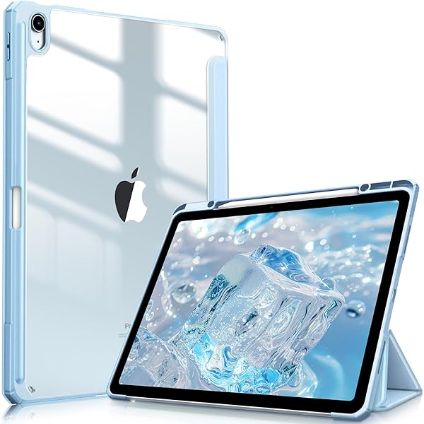 iPad Air 13インチ(M3/M2) ケース 2025/2024 透明バックカバー Apple Pencil 収納可能 Apple Pencil Proワイヤレス充電対応 三つ折スタンド スリープ機能 軽量 薄型 傷つけ防止 PU合成レザー T