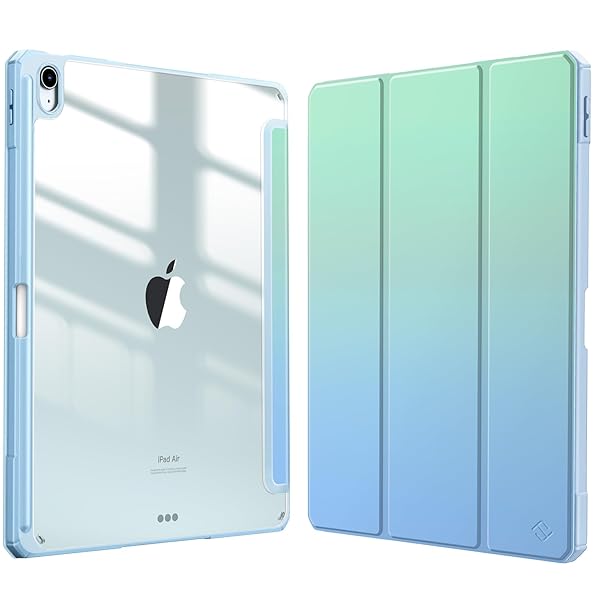 iPad Air 13インチ(M3/M2) ケース 2025/2024 透明バックカバー Apple Pencil 収納可能 Apple Pencil Proワイヤレス充電対応 三つ折スタンド スリープ機能 軽量 薄型 傷つけ防止 PU合成レザー T