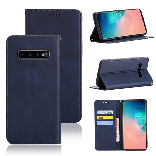 Galaxy S10 ケース 手帳型 対応 SC-03L/SCV41 ケース 手帳型 カバー PUレザー カード収納 財布型 耐衝撃 ケース マグネット スタンド機能付き 5色 (ギャラクシーS10 ケース 手帳型) (深い青)