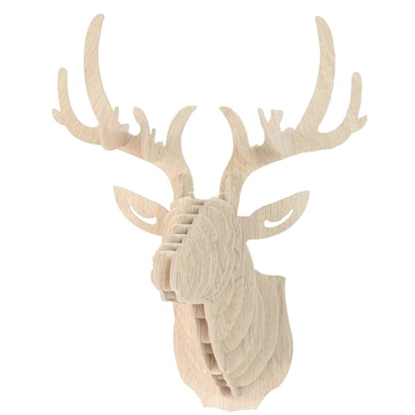 オブジェ 鹿 ディア シフゾウ 壁飾り 壁掛け アニマルヘッド インテリア3D DIY （ベージュ）
