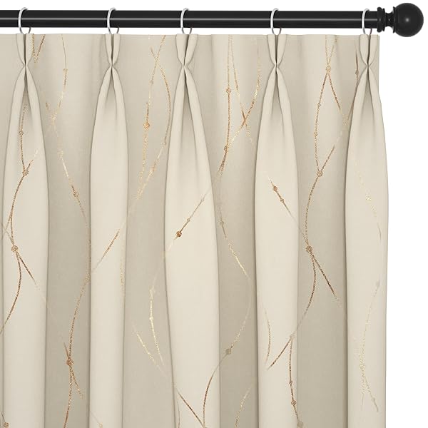 遮光 ドレープカーテン 幅100cm丈178cmライトベージュ 金箔プリント 点線柄 断熱 遮熱 防音 節電対策 ..