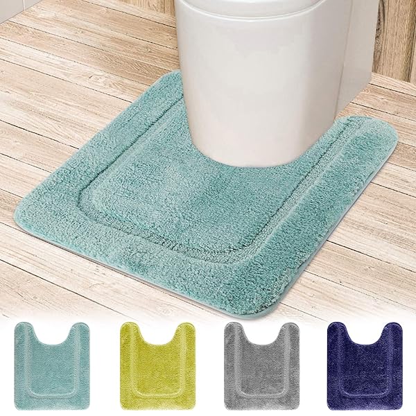 トイレマット 敷物 トイレまっと ふわふわ/洗える 高密度 北欧 トイレ足元マット トイレ用マット吸水速乾 といれまっと 無地 選べる4色 60×50cm (グリーン)