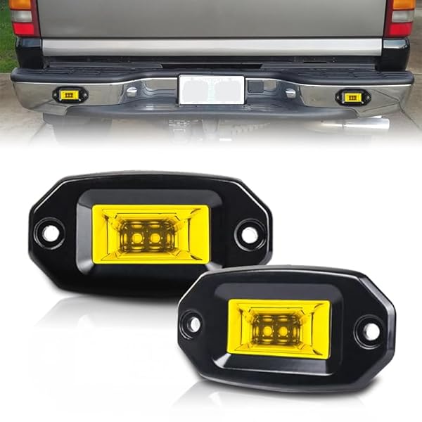 CLOWICSR 2個 20W 4LED作業灯 ワークライト イエロー 埋め込み専用 フラッドライト 作業ライト補助用灯 フォグランプ オフロードライト イエロー光り (2個 イエロー, 20W)