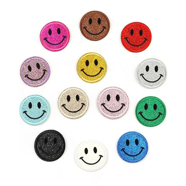 アイロンワッペン 刺繍 スマイルワッペンセットにこちゃん DIY 飾り おしゃれ 子供用 幼稚園 保育園 可愛い装飾 パッチ 補修【13色入り】